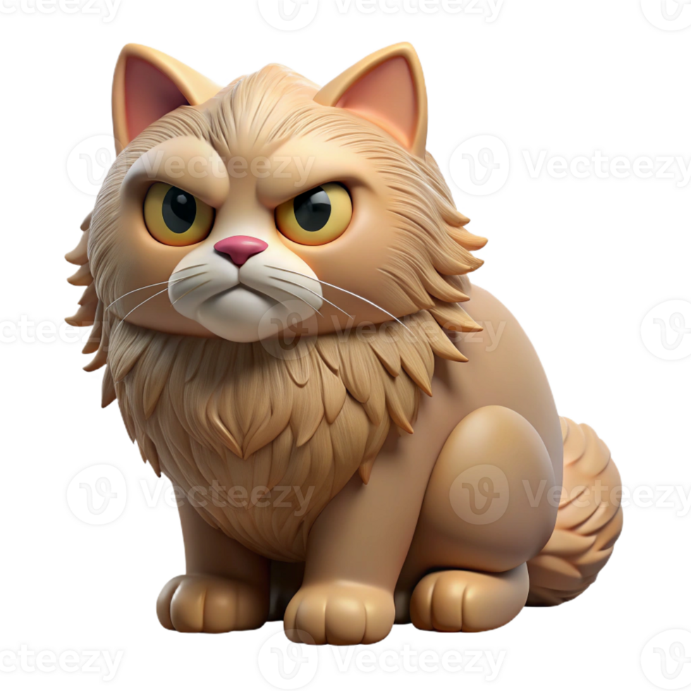 tranquil dramatic A grumpy Persian cat, fluffy, flattened ears with Transparent Background luxury png