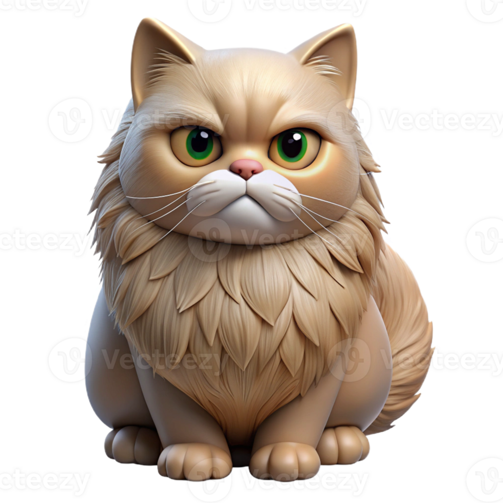 picturesque notable A grumpy Persian cat, fluffy, flattened ears with Transparent Background png