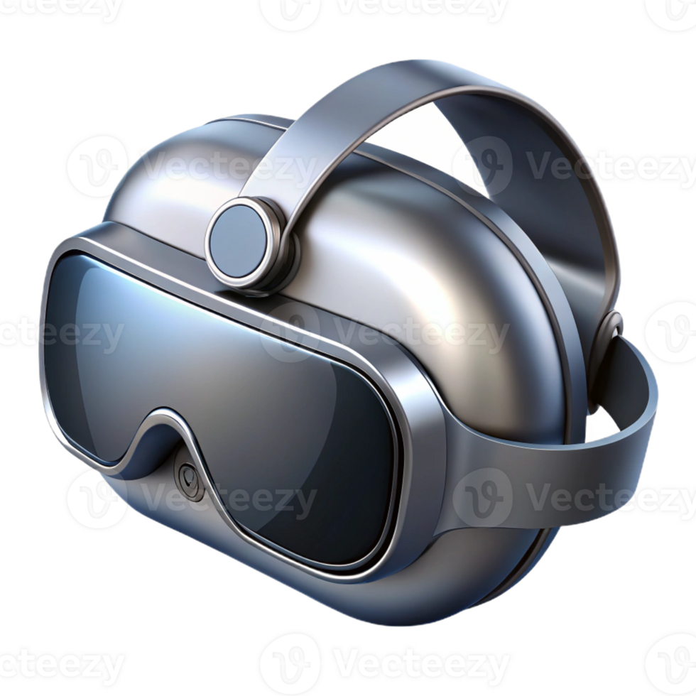 radiant tranquil renaissance Hyper-specific, professional render of a metallic, silver VR headset with black lenses with Transparent Background top-tier png