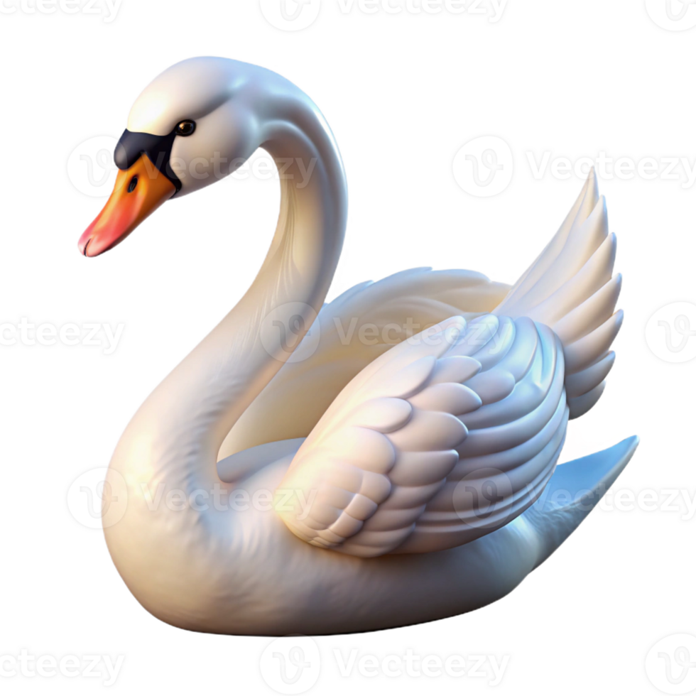 stunning abstract A graceful swan, white feathers, curved neck with Transparent Background refined png