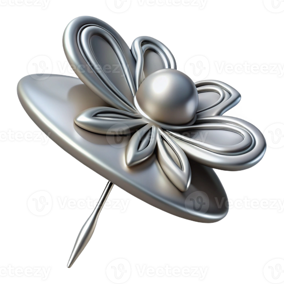 radiant coveted Hyper-specific, ultra-detailed concept art style render of an Art Nouveau hat pin, silver and enamel, dragonfly design, isolated cutout with Transparent Background png