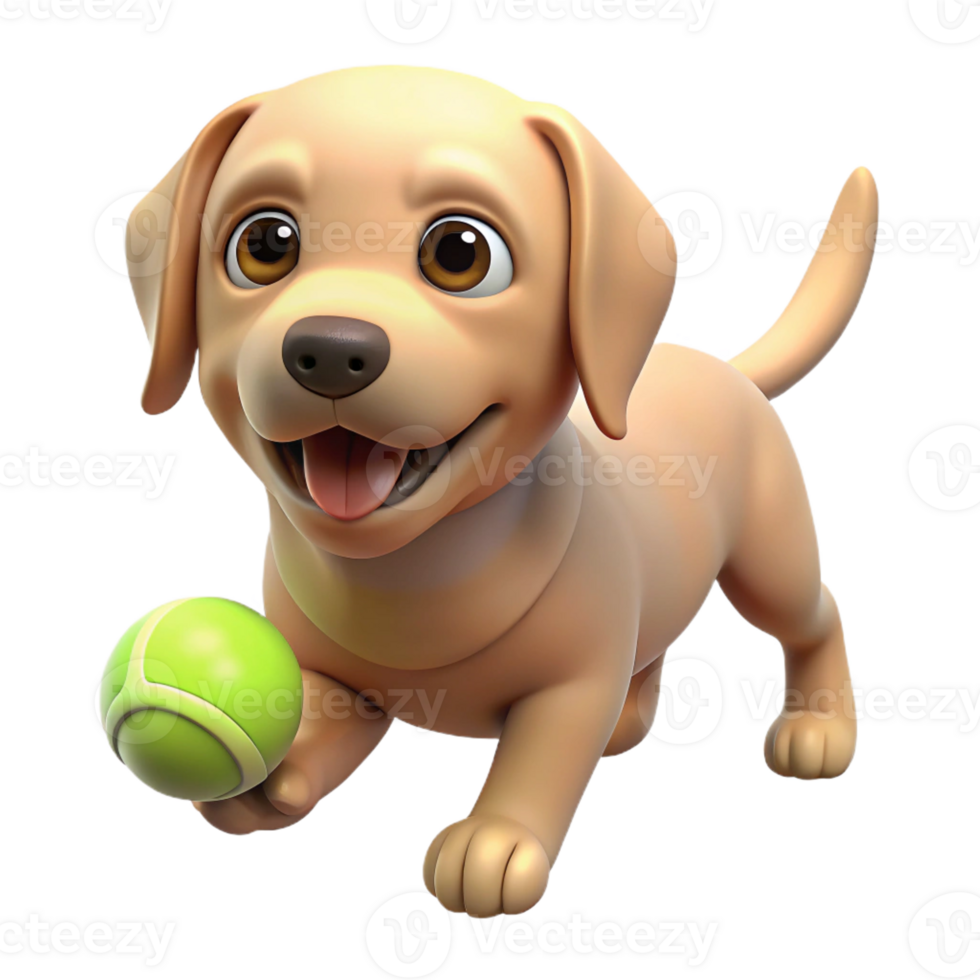 stunning rustic A playful Labrador retriever, holding a tennis ball with Transparent Background flawless png