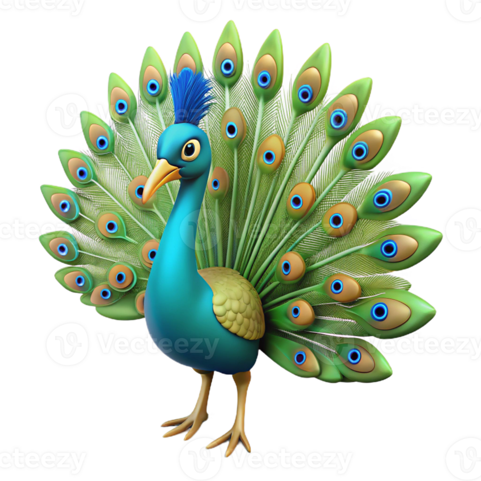 stunning unparalleled A majestic peacock, displaying tail feathers, vibrant colors with Transparent Background png