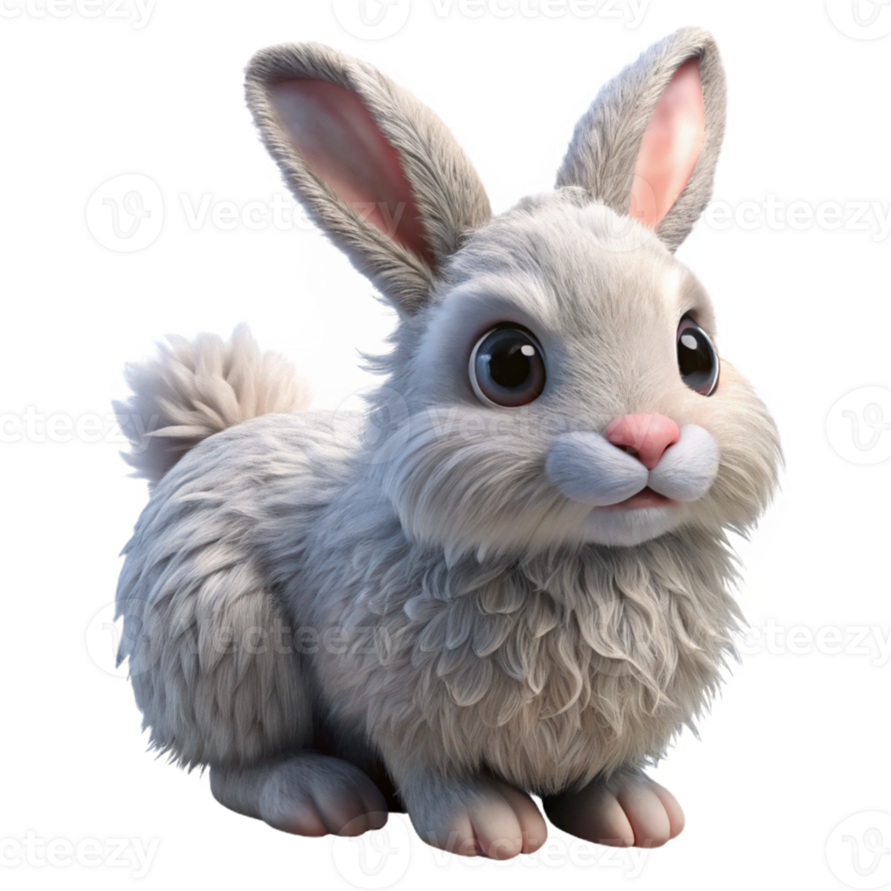 spectacular acclaimed A fluffy Angora rabbit, long ears, soft fur with Transparent Background png