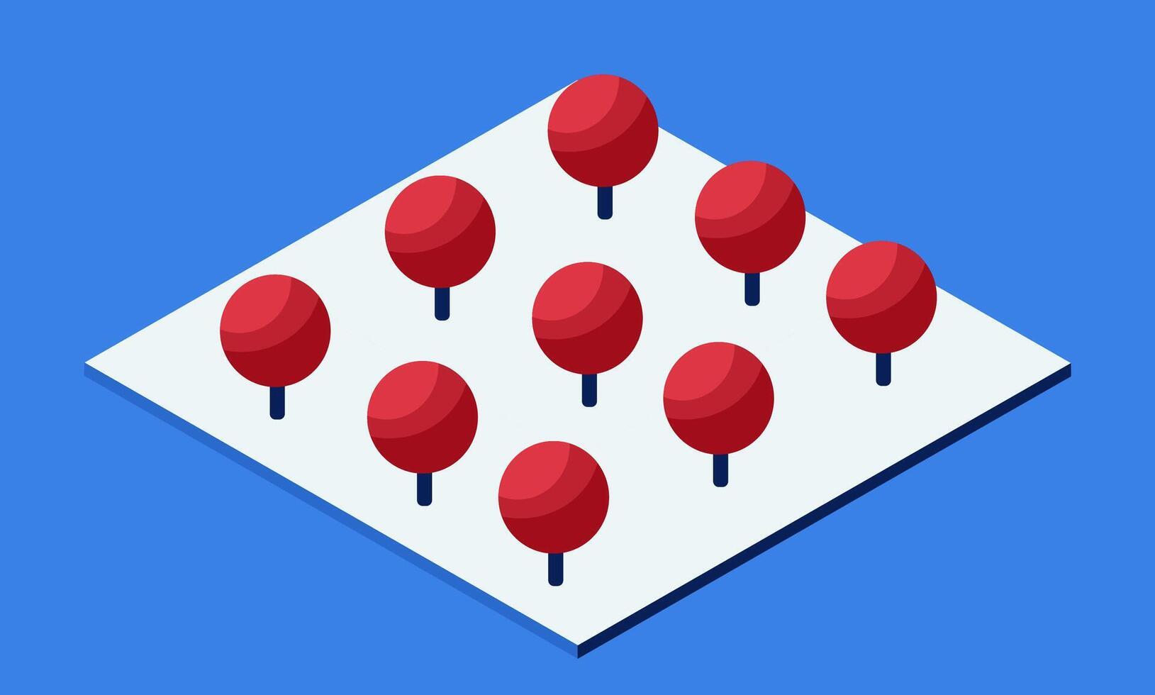 A group of red balloons on a blue background vector