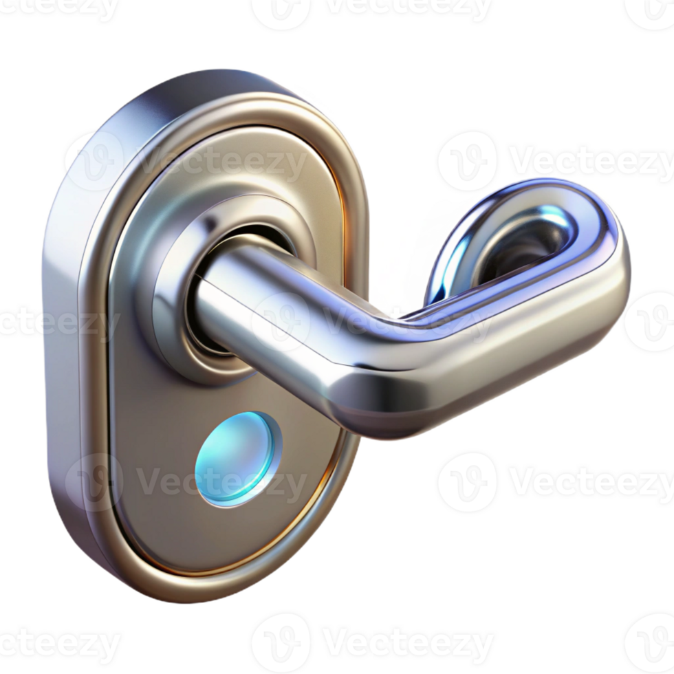 picturesque acclaimed Concept art style isolated cutout of a futuristic, chrome plated, retractable smart-home door handle with Transparent Background png