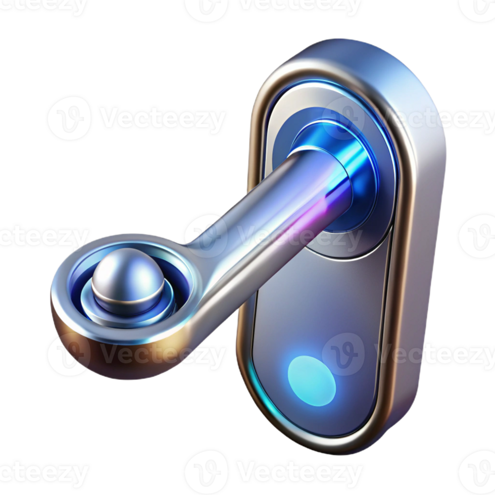 tranquil enchanting Concept art style isolated cutout of a futuristic, chrome plated, retractable smart-home door handle with Transparent Background high quality png