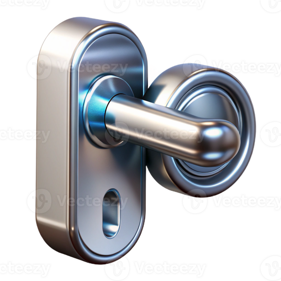 mesmerizing impressionist Concept art style isolated cutout of a futuristic, chrome plated, retractable smart-home door handle with Transparent Background fine detail png