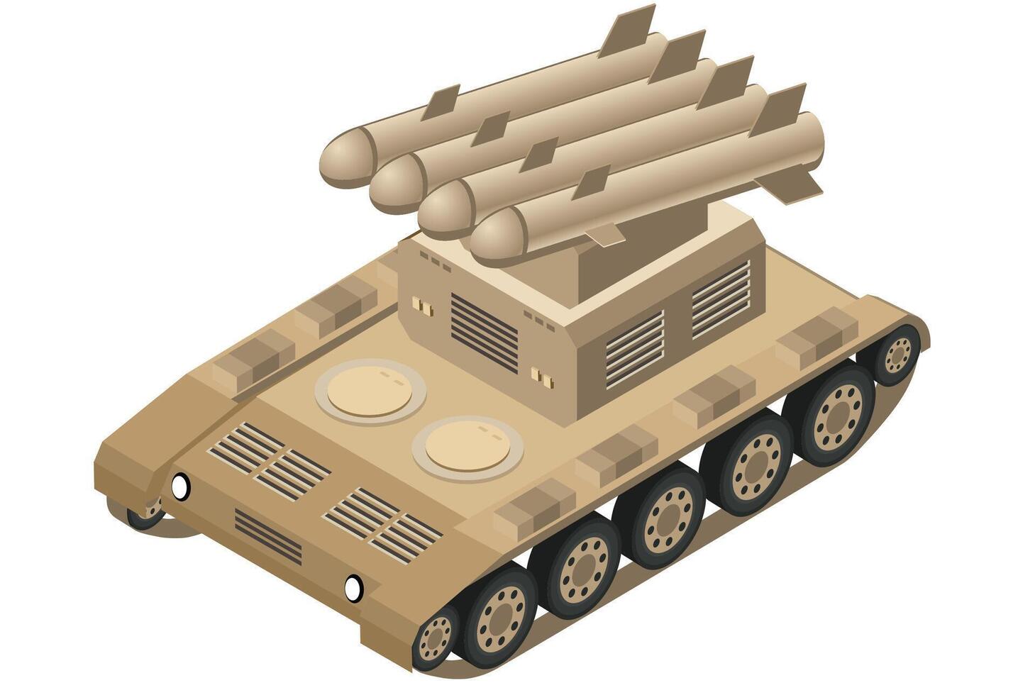 An illustration of a tank with missiles vector