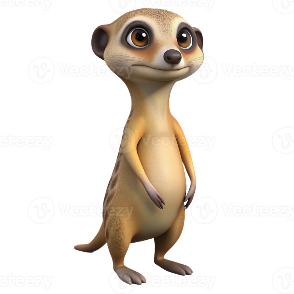 radiant coastal A curious meerkat, standing upright, alert expression with Transparent Background elite png