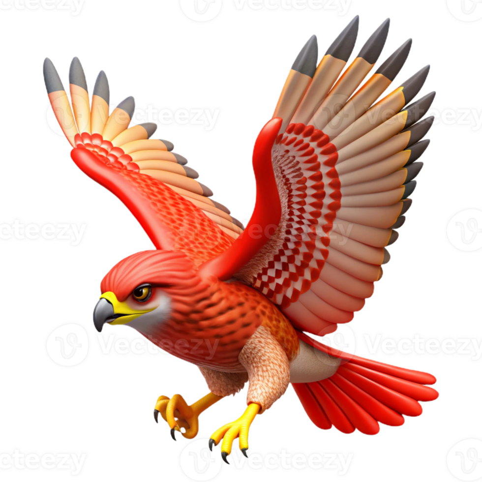 unparalleled art deco A red-tailed hawk in flight, with Transparent Background elite png