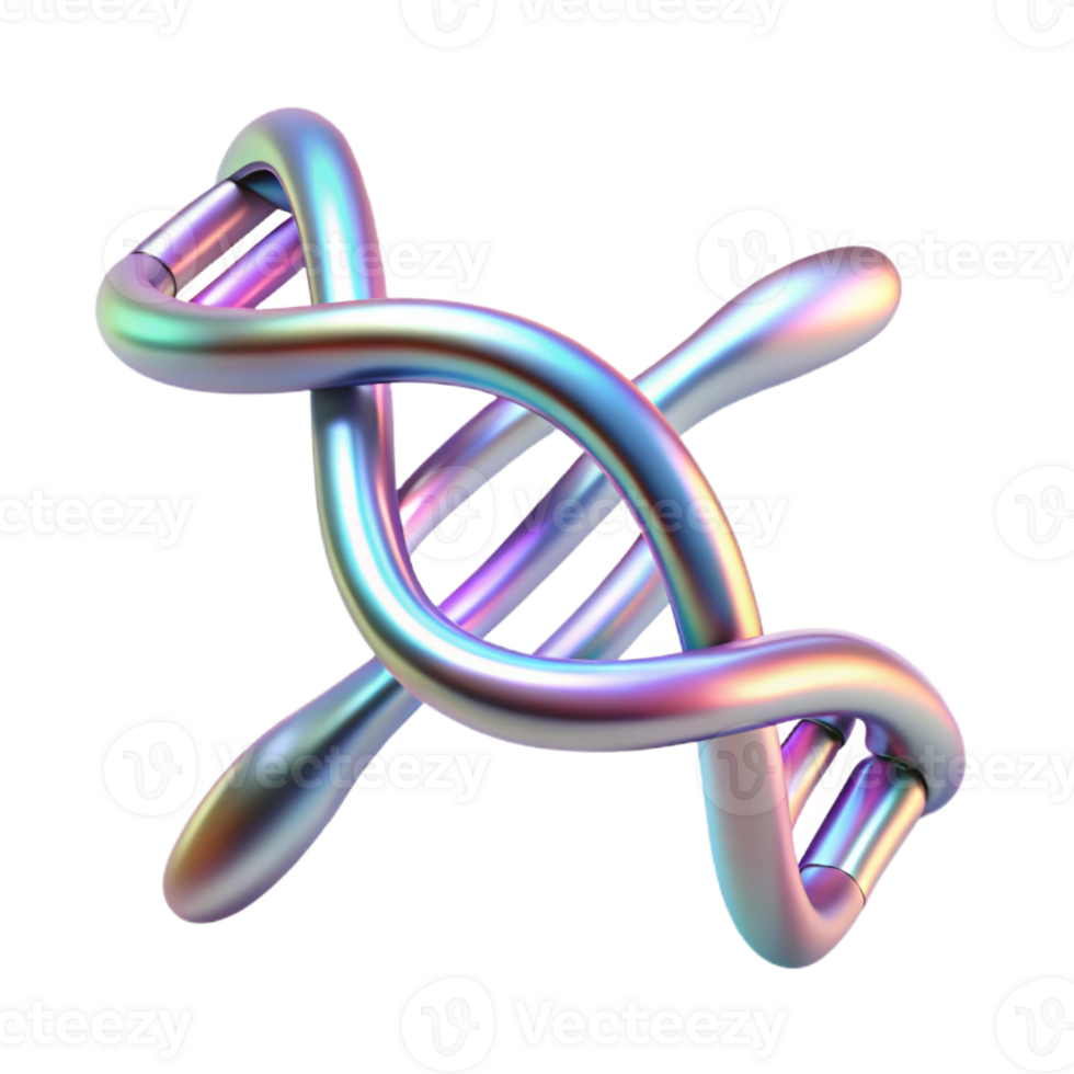 vibrant futuristic Concept art style, isolated cutout of a holographic projection of a DNA double helix with Transparent Background exclusive png