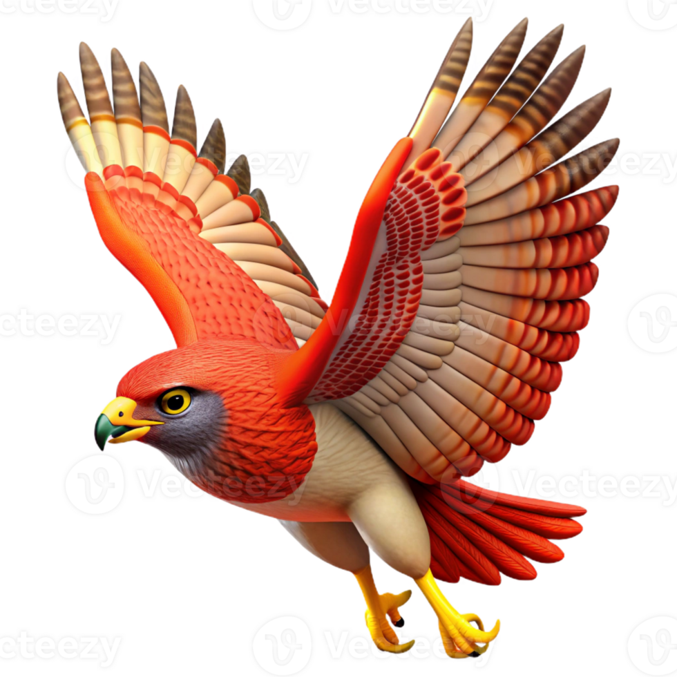 gorgeous nostalgic industrial A red-tailed hawk in flight, with Transparent Background genuine png