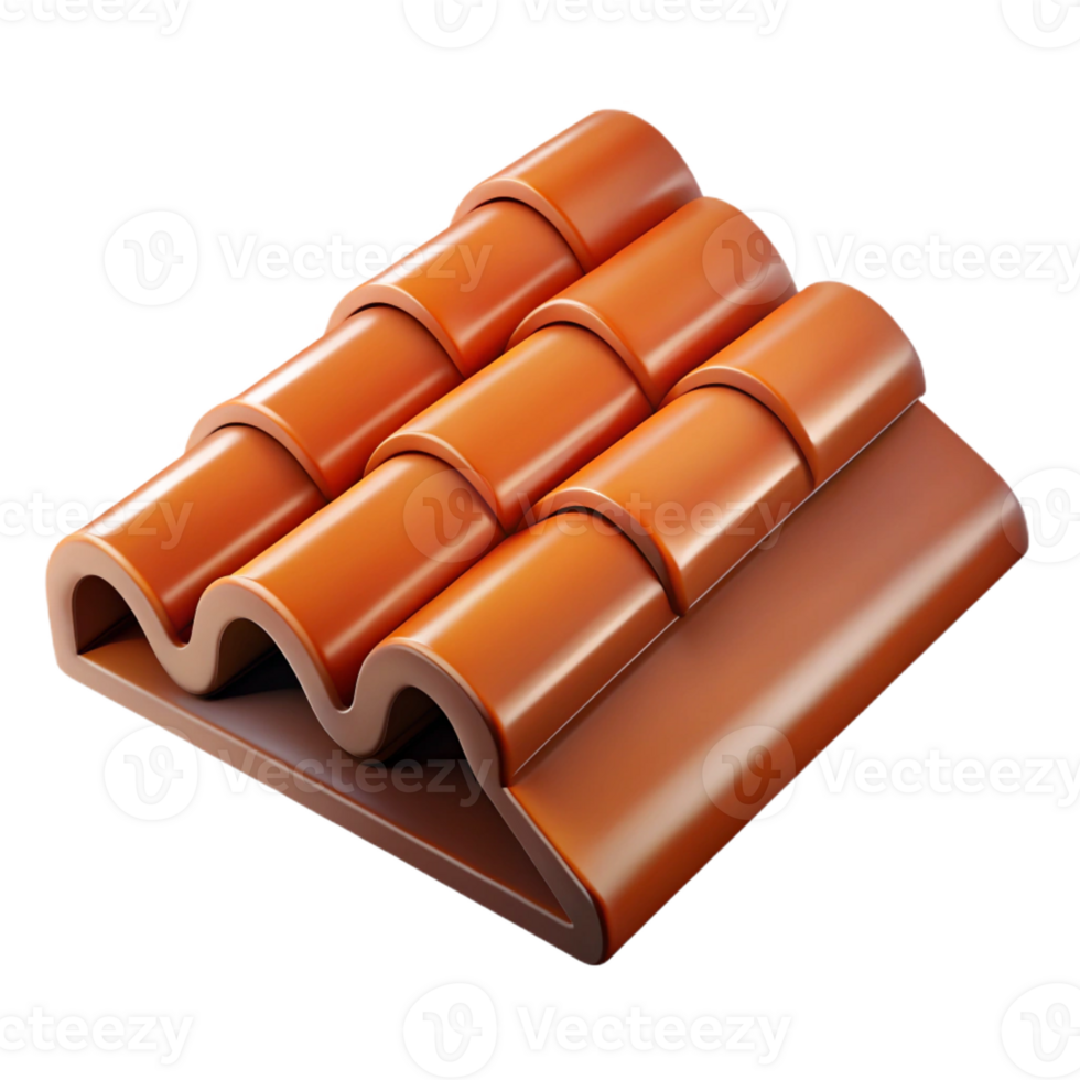 quintessential surreal Photorealistic, hyper-specific isolated cutout of a single, clay roofing tile, terracotta color with Transparent Background fine detail png