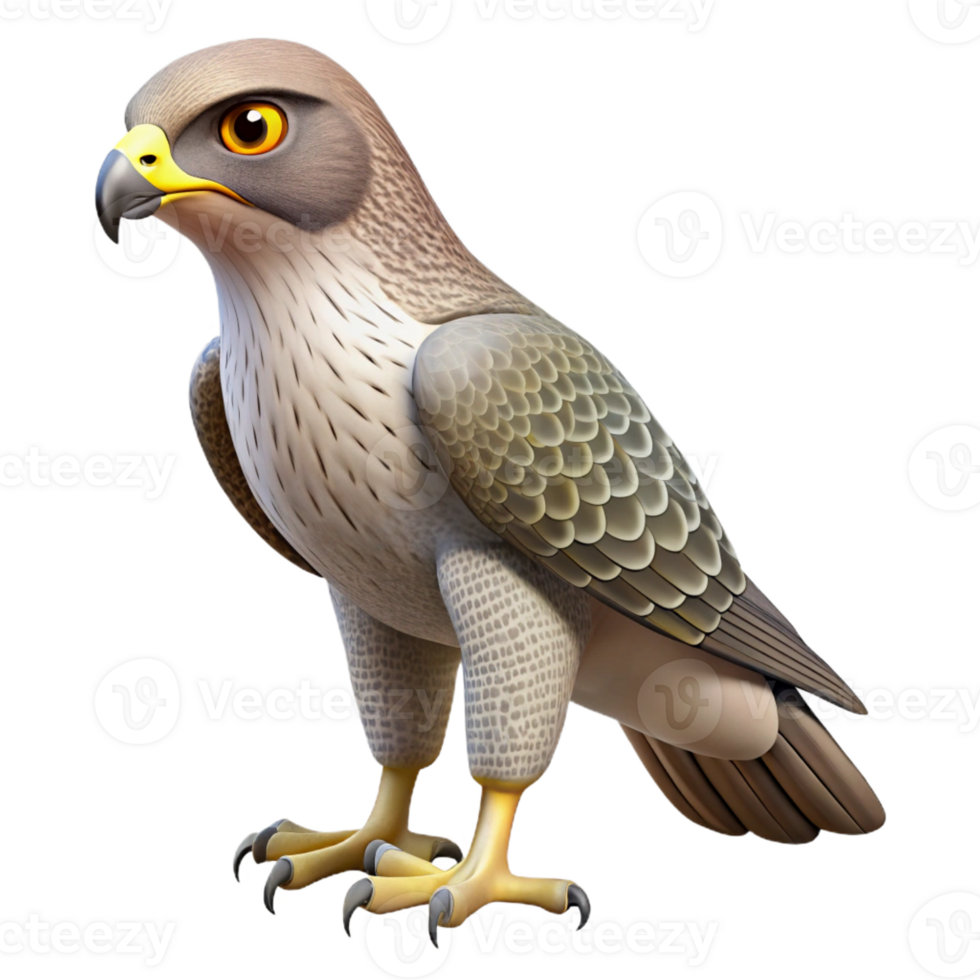 pristine whimsical mid-century A soaring hawk, sharp talons, piercing gaze with Transparent Background handcrafted png