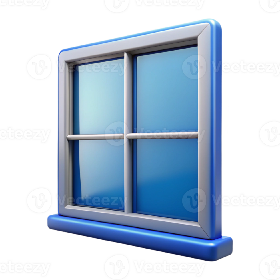 extraordinary rare Photorealistic, hyper-specific isolated cutout of a single, modern, double-paned glass window pane with Transparent Background png