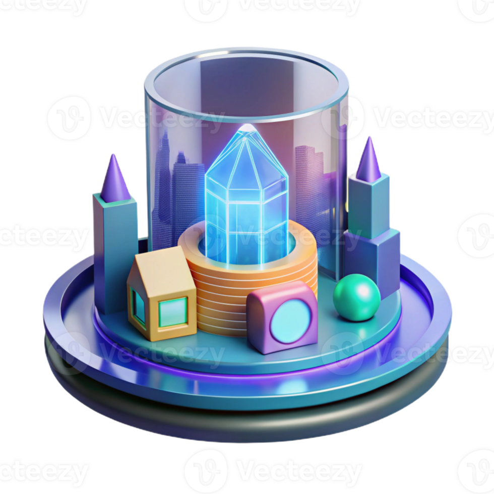 striking coveted Concept art style isolated cutout of a holographic, interactive architectural display screen with Transparent Background png