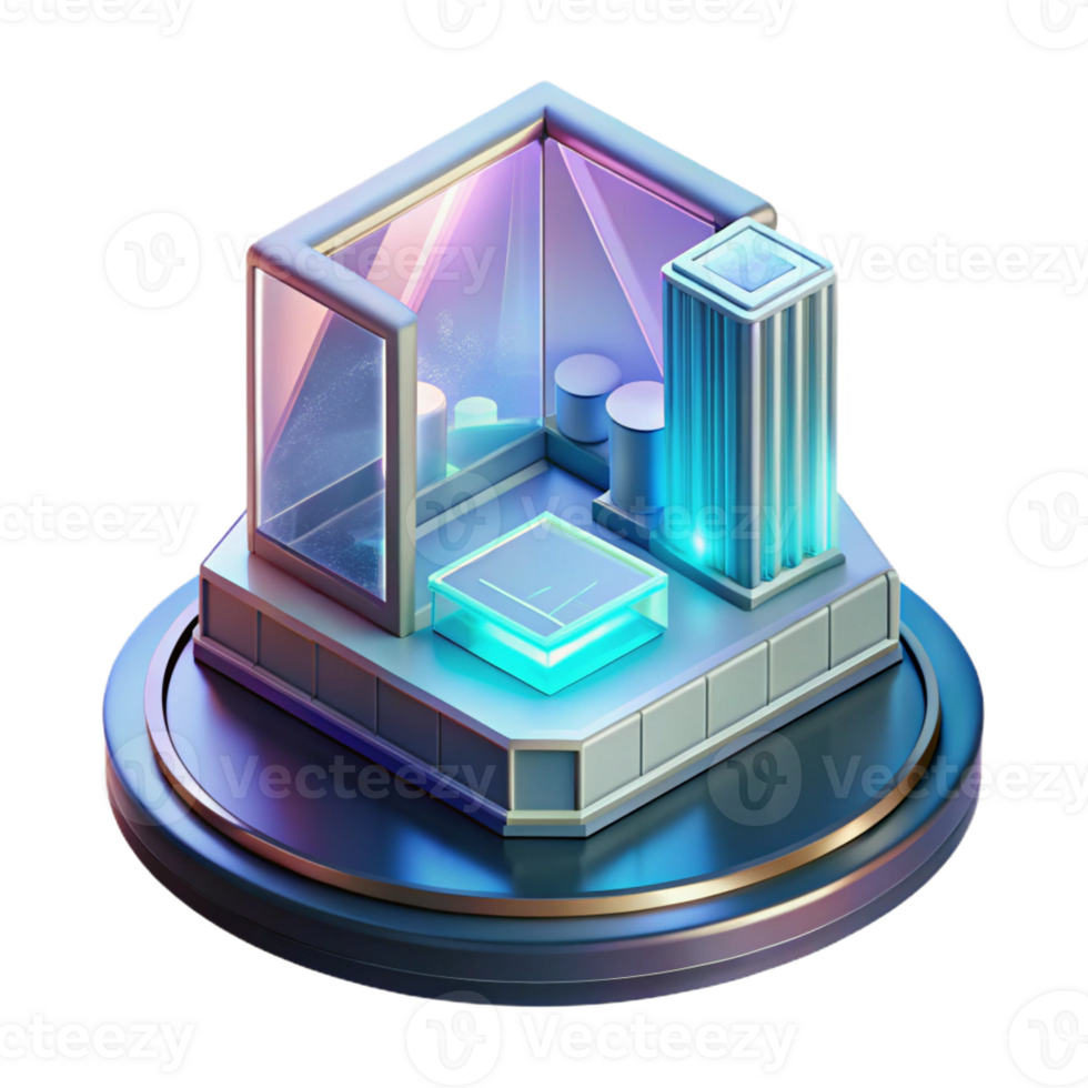pristine unparalleled Concept art style isolated cutout of a holographic, interactive architectural display screen with Transparent Background png