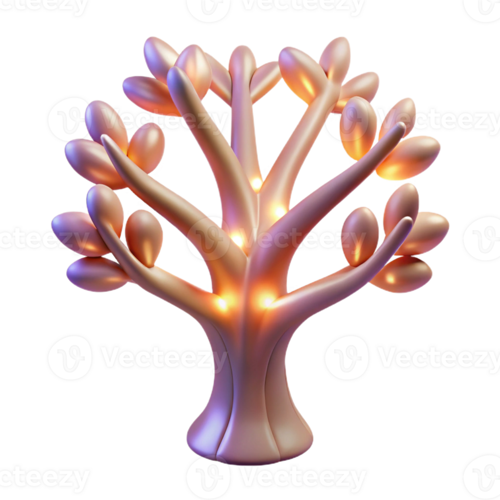 peaceful dramatic A stylized, abstract tree of life with glowing branches with Transparent Background 4K png
