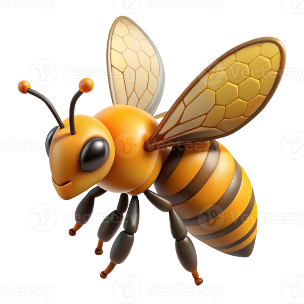 radiant dramatic avant-garde A buzzing honeybee, collecting pollen, detailed wings with Transparent Background crisp png