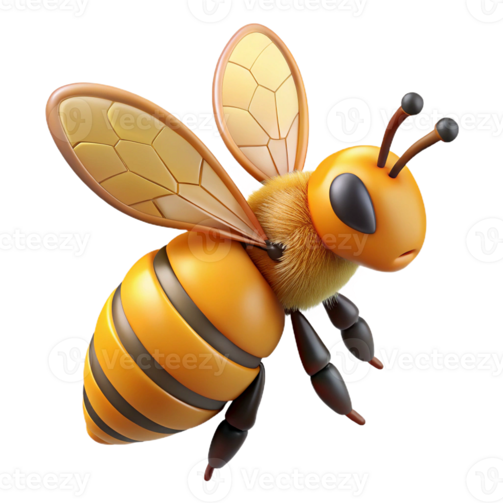serene impressionist A buzzing honeybee, collecting pollen, detailed wings with Transparent Background top-tier png