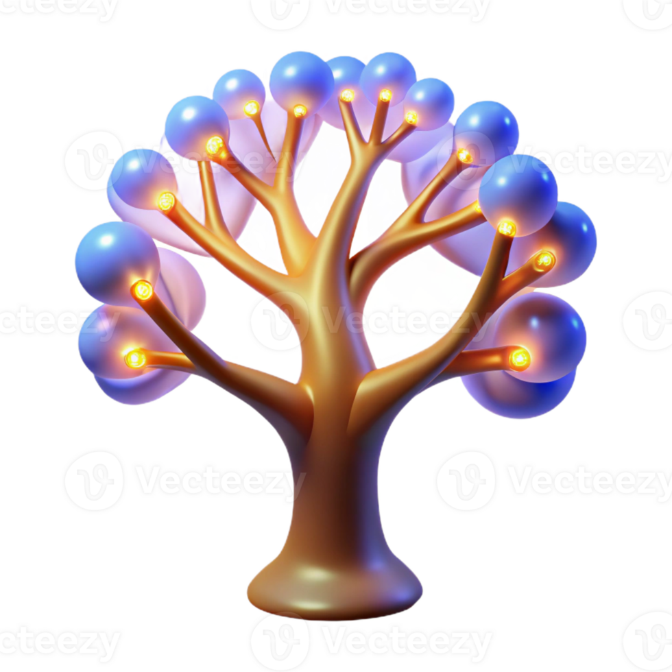 memorable traditional A stylized, abstract tree of life with glowing branches with Transparent Background professional png