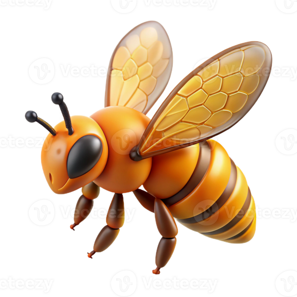 quintessential futuristic A buzzing honeybee, collecting pollen, detailed wings with Transparent Background studio quality png