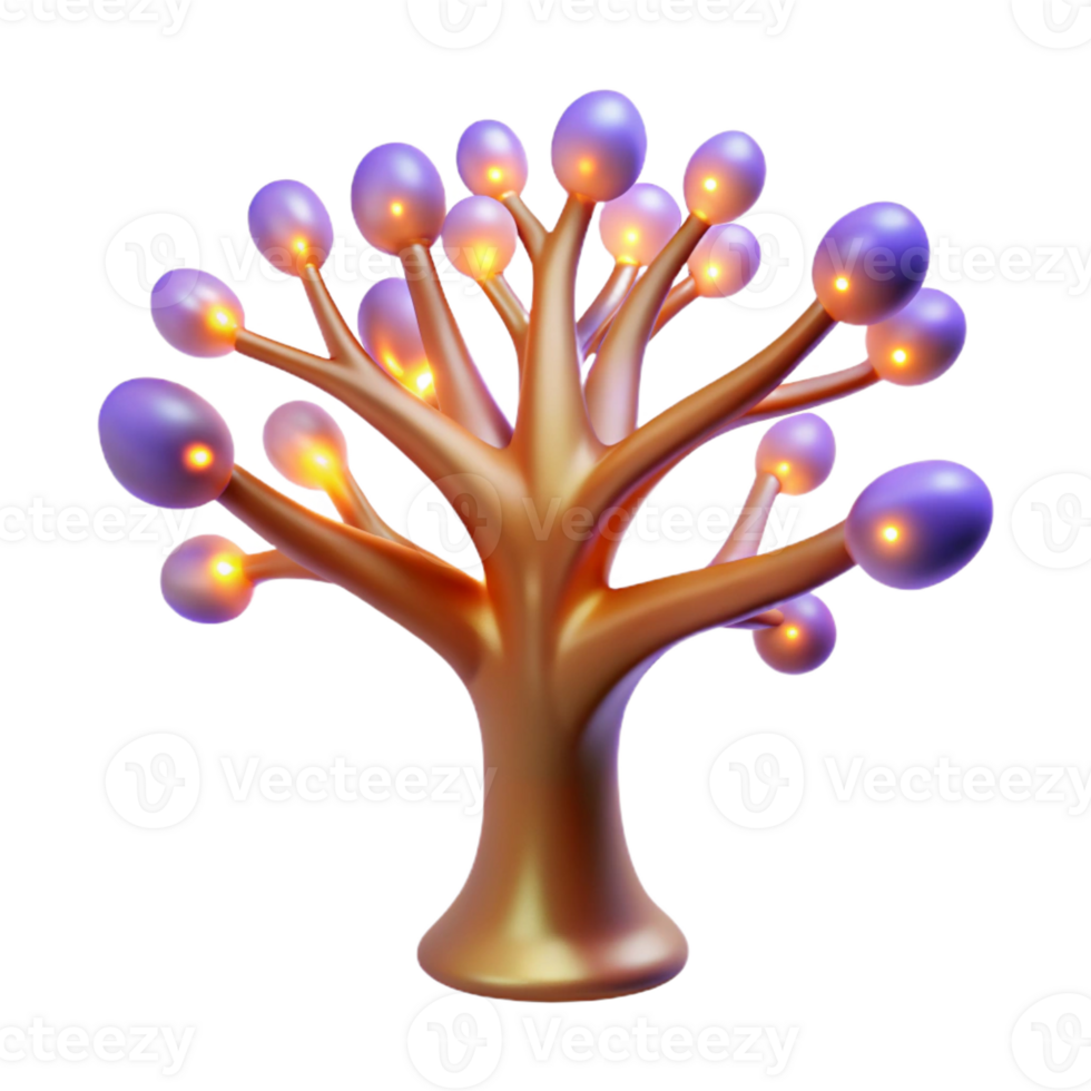 romantic beautiful A stylized, abstract tree of life with glowing branches with Transparent Background genuine png