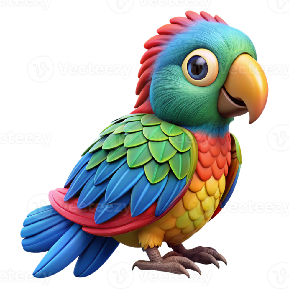 tranquil radiant A preening parrot, detailed feathers, vibrant colours with Transparent Background expertly shot png