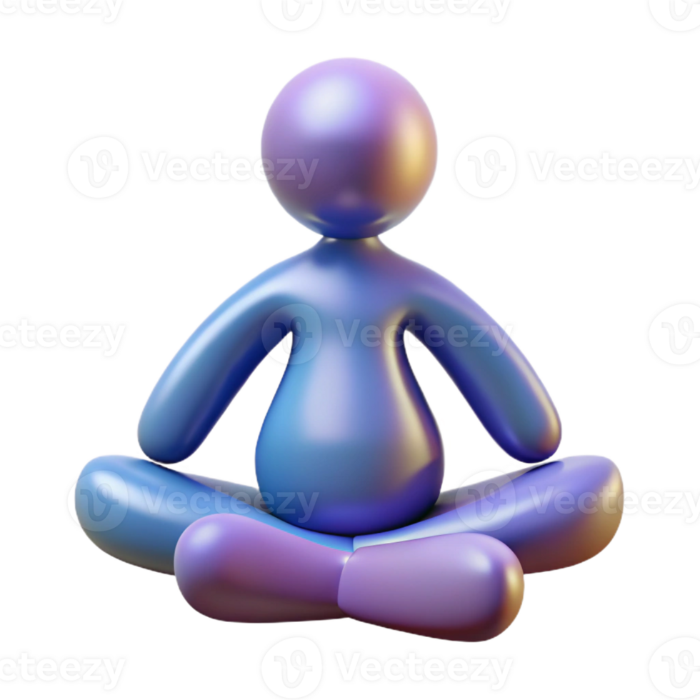 whimsical mesmerizing A stylized, abstract human figure in a meditative pose with Transparent Background genuine png