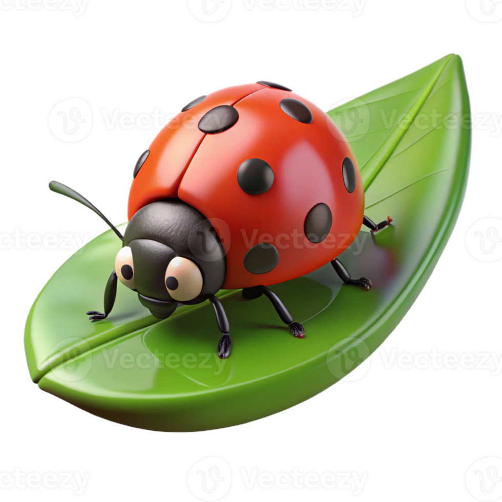 quintessential minimalist A ladybug crawling on a leaf leaf not visible, only the ladybug, with Transparent Background masterfully captured png