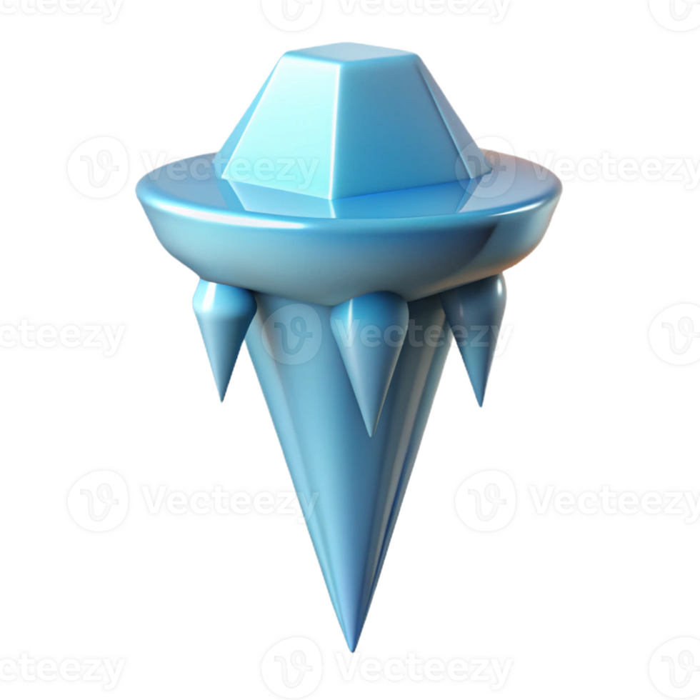 spectacular iconic Concept art style hyper-specific image of a single icicle, pointed and transparent, with Transparent Background png