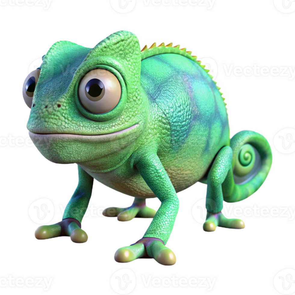 signature artistic A camouflaged chameleon, changing color, textured skin with Transparent Background detailed png