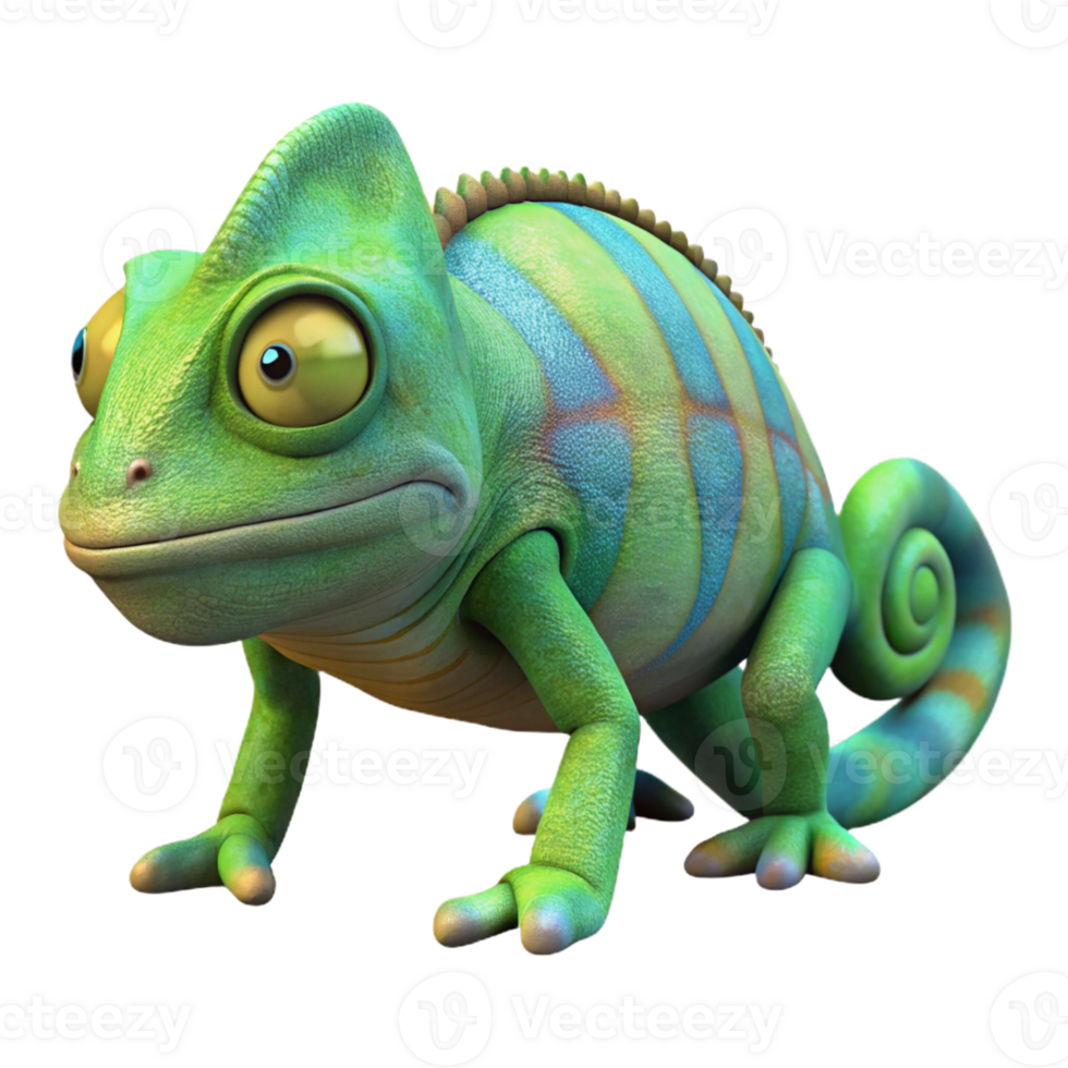 vibrant exceptional A camouflaged chameleon, changing color, textured skin with Transparent Background png