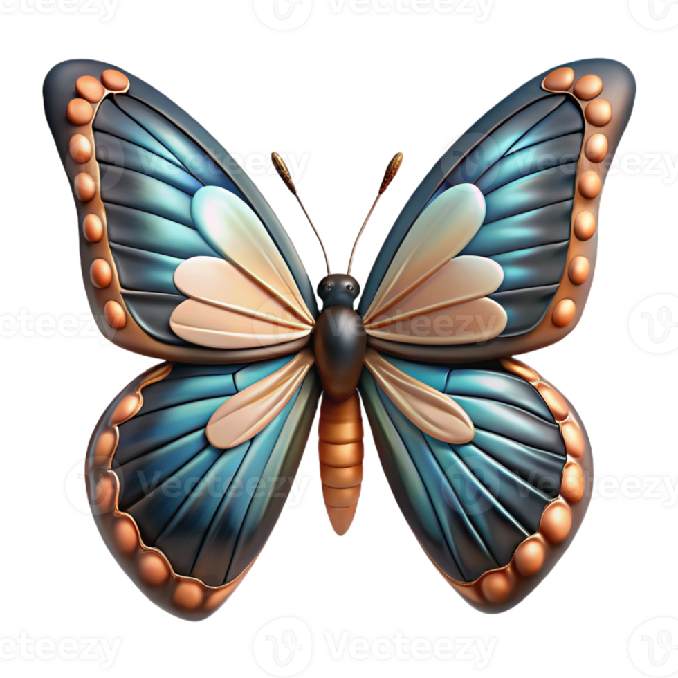 pristine mid-century A resting butterfly, wings spread, intricate patterns with Transparent Background refined png