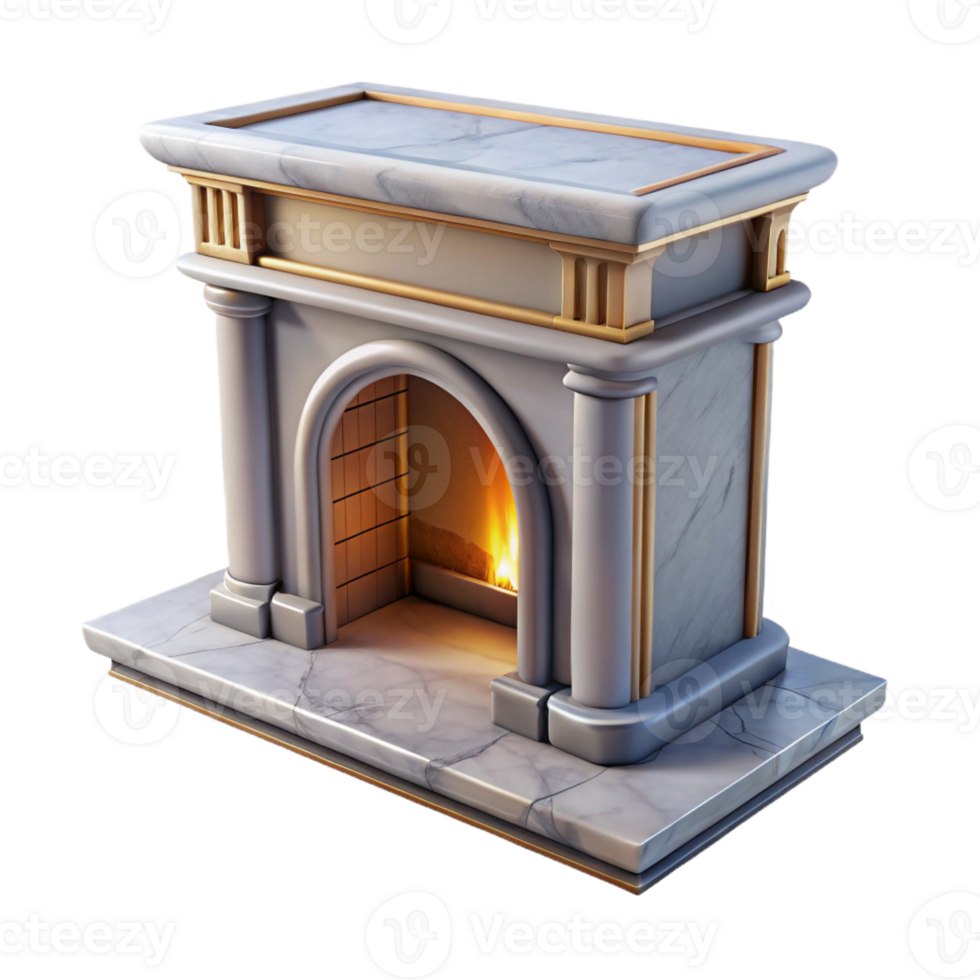 peaceful serene Ultra-detailed professional render of a single, marble fireplace mantelpiece with Transparent Background authentic png