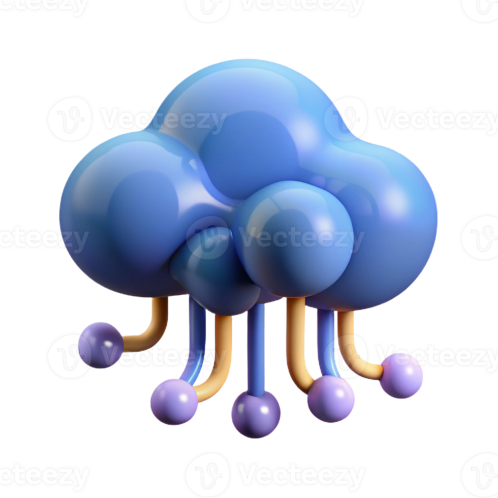 unforgettable abstract A stylized, abstract cloud with a data stream flowing through it with Transparent Background fine detail png