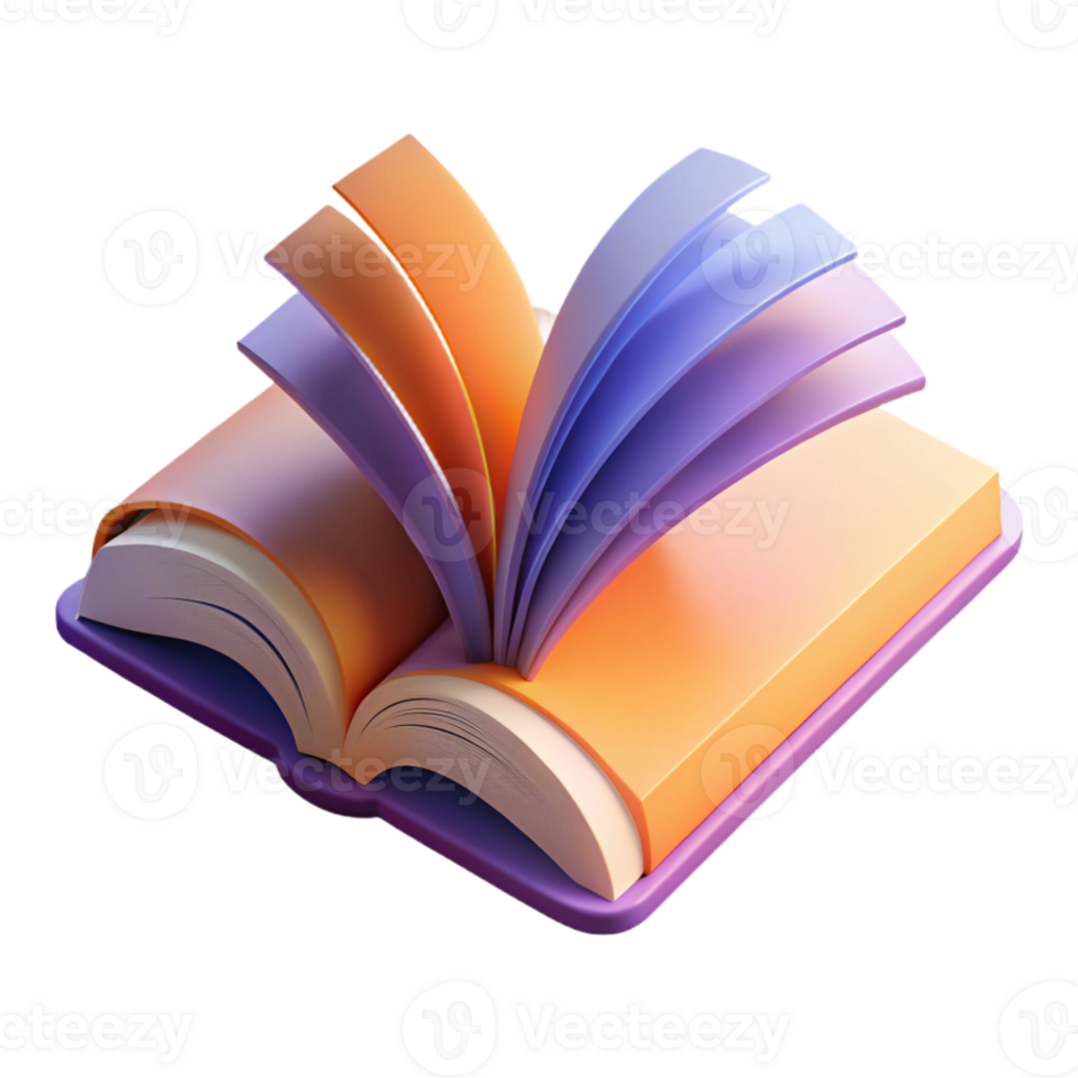 serene acclaimed An open book, pages turning, dynamic abstract with Transparent Background png