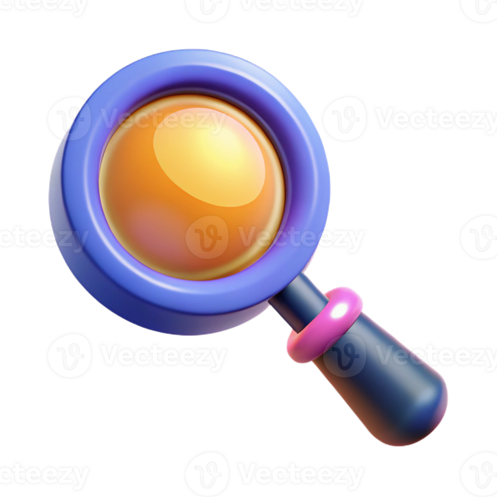 spectacular creative A stylized, abstract magnifying glass with a glowing lens with Transparent Background original png