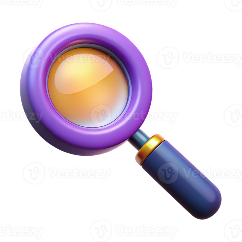 splendid exceptional A stylized, abstract magnifying glass with a glowing lens with Transparent Background png