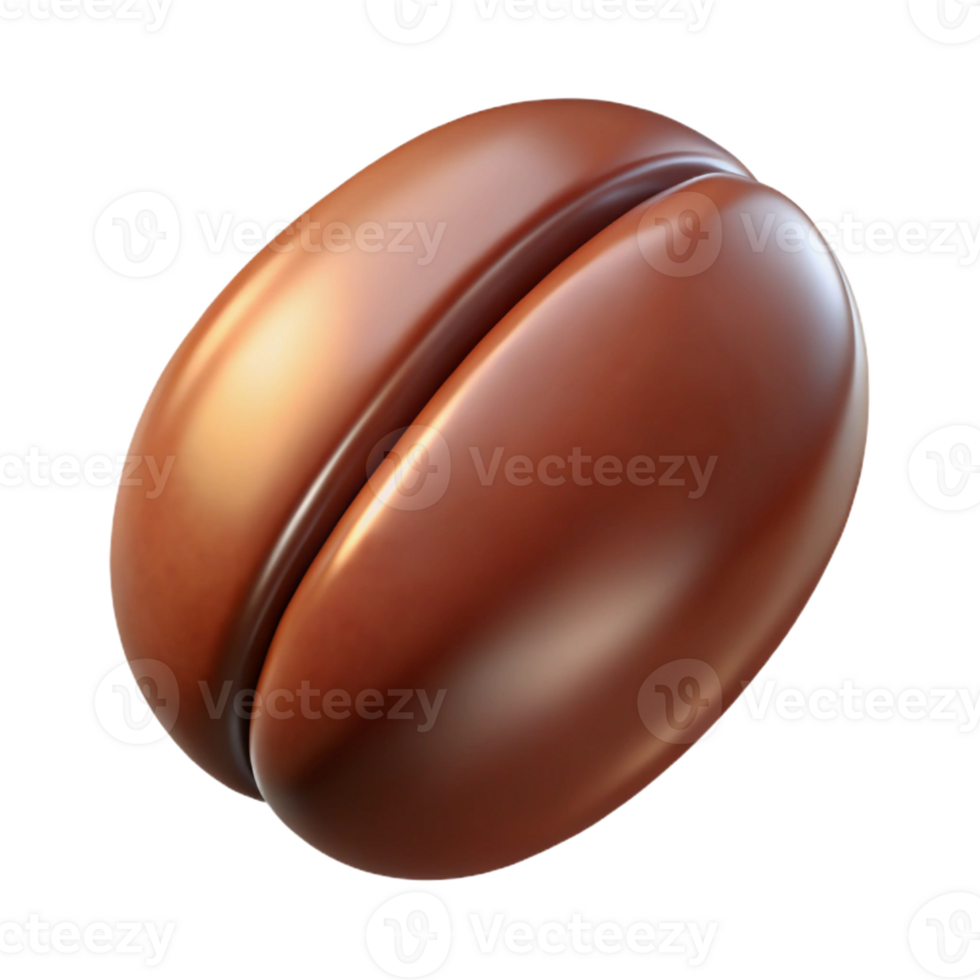 splendid reflective rustic A single coffee bean, hyperrealistic, abstract with Transparent Background top-tier png