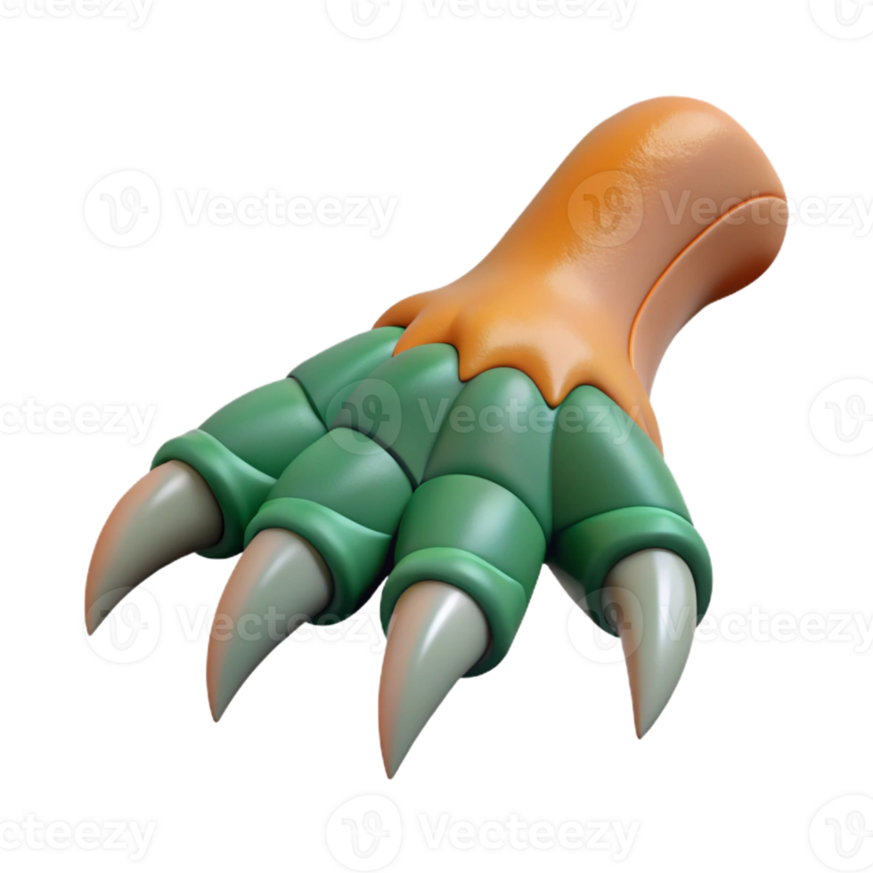 vibrant acclaimed Concept art style, isolated cutout of a single, clawed dragon foot with Transparent Background png