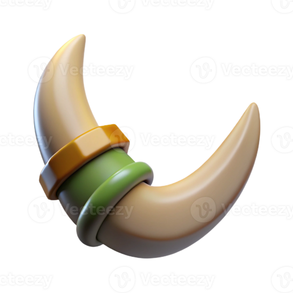 sought-after organic Concept art style, isolated cutout of a single, menacing orcish tusk with Transparent Background professional png