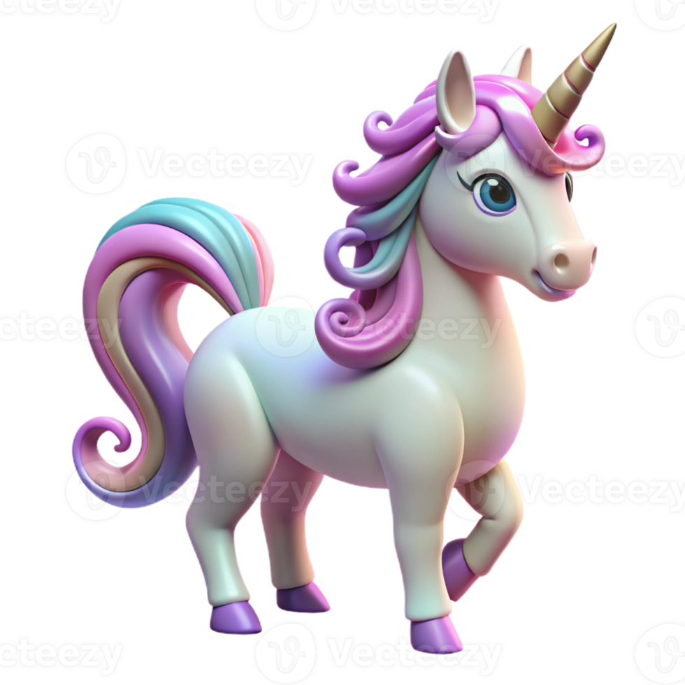 sumptuous retro A magical unicorn with a spiraling horn with Transparent Background premium png