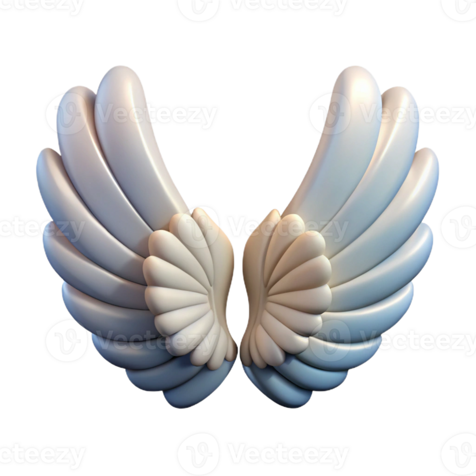 picturesque joyful classic Concept art style, isolated cutout of a pair of stylized, feathered angel wings with Transparent Background expertly shot png