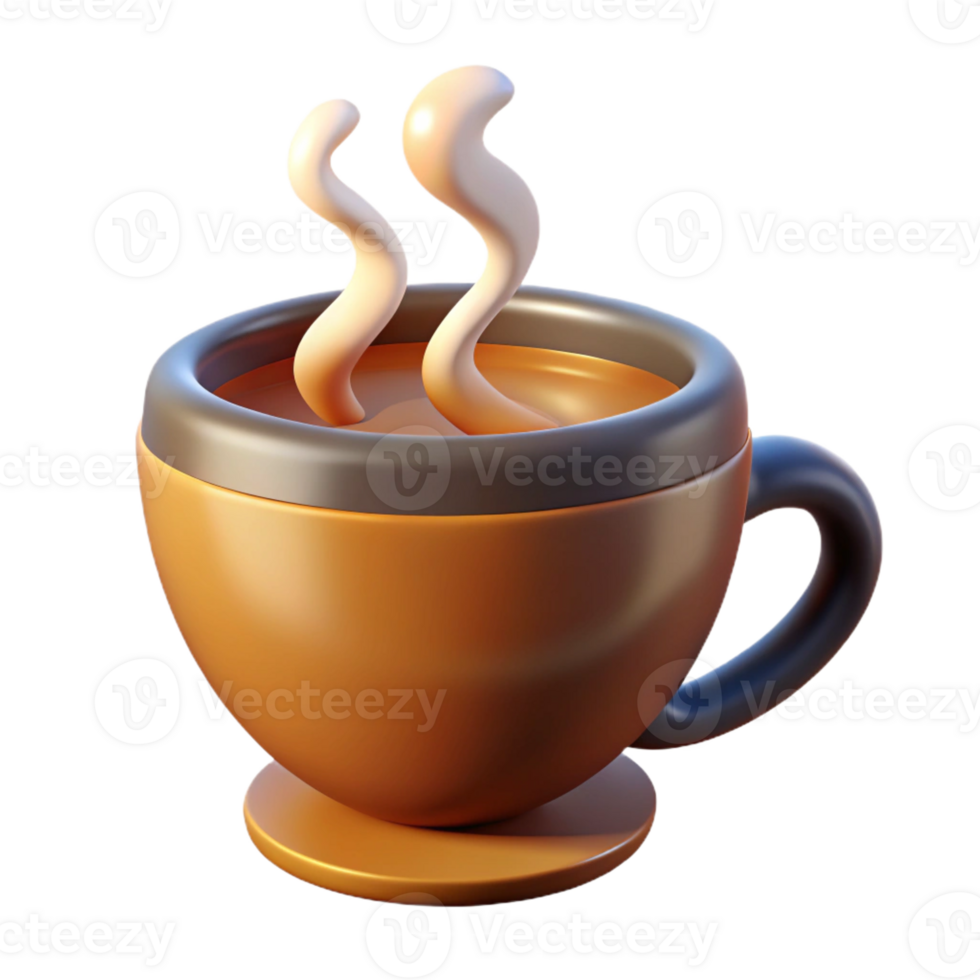 passionate alluring A coffee cup, steaming, abstract illustration with Transparent Background high quality png