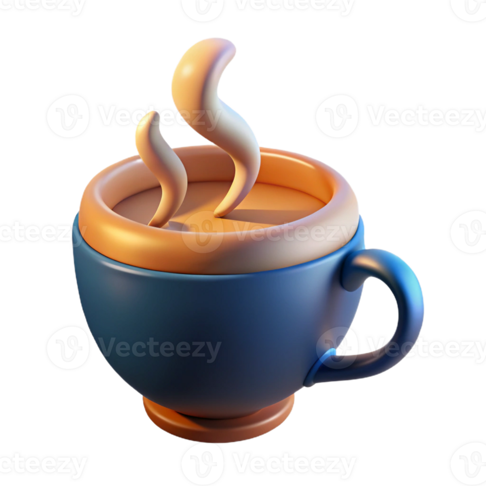 sumptuous iconic A coffee cup, steaming, abstract illustration with Transparent Background png