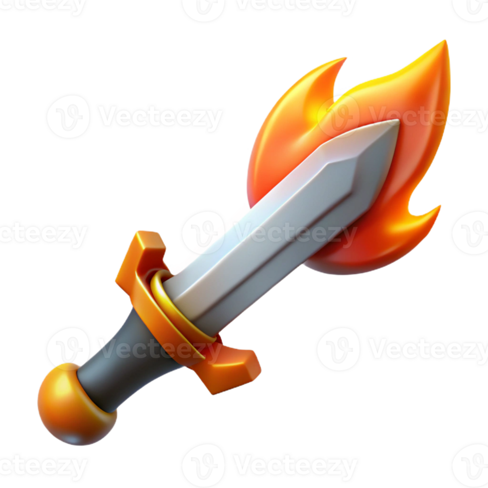 passionate fascinating Concept art style, isolated cutout of a stylized, flaming sword hilt with Transparent Background gallery standard png