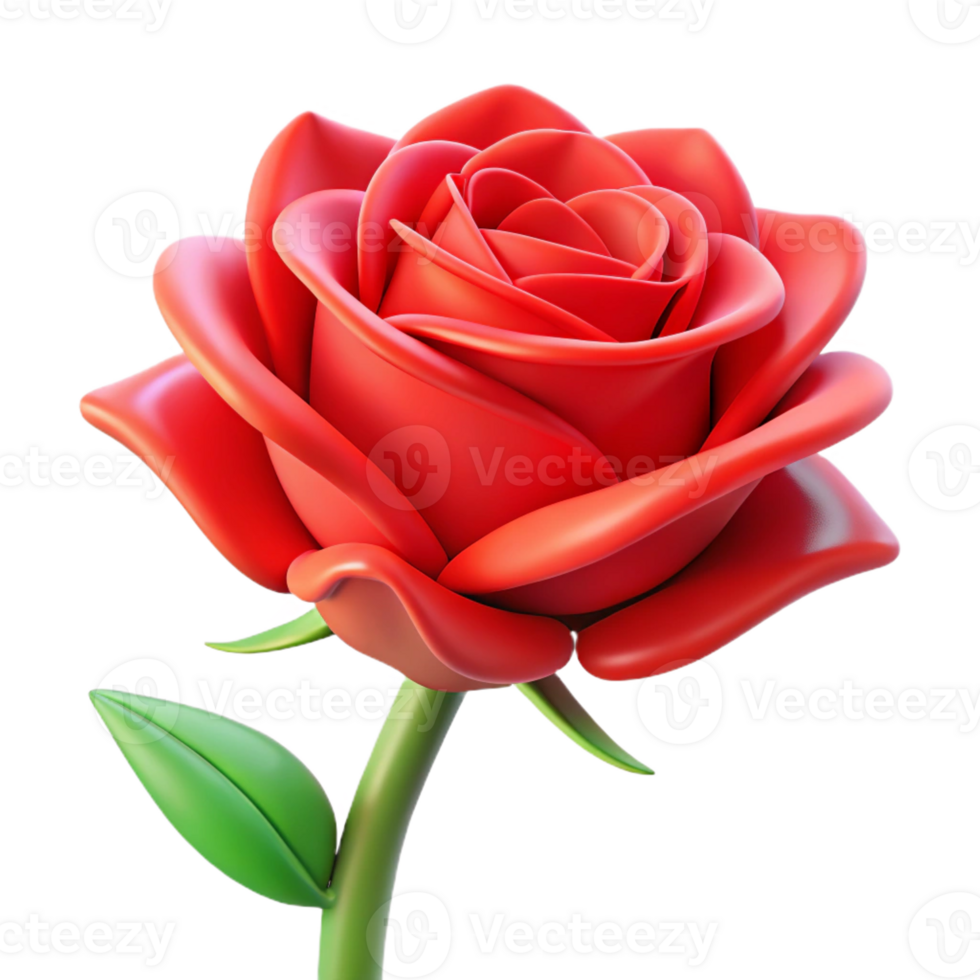 reflective hypnotic A single, perfectly formed red rose with thorns with Transparent Background high resolution png