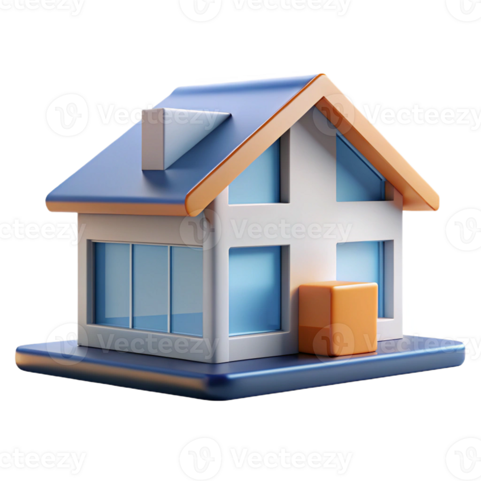 joyful enchanting A house, architectural abstract, minimalist design with Transparent Background expertly shot png
